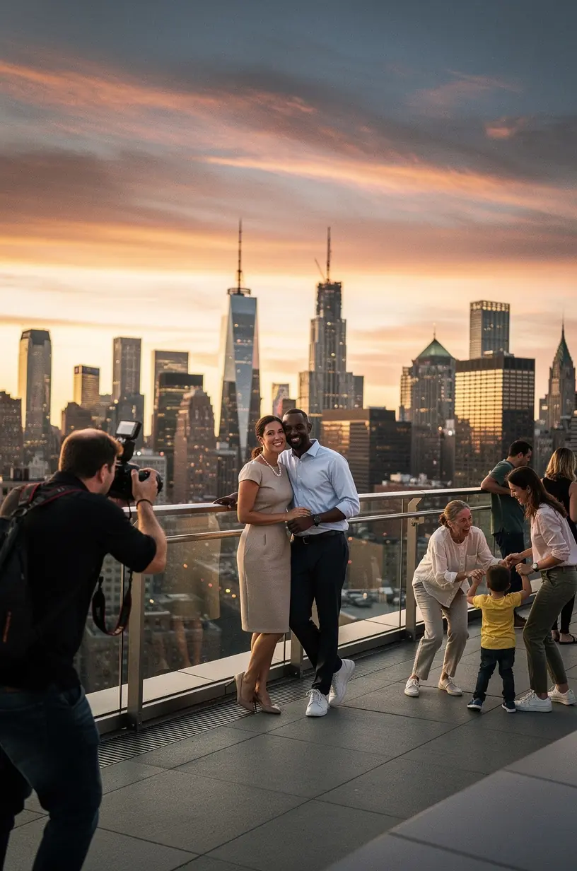 Профессиональный фотограф делает снимок туриста на платной обзорной платформе в национальном парке США.
